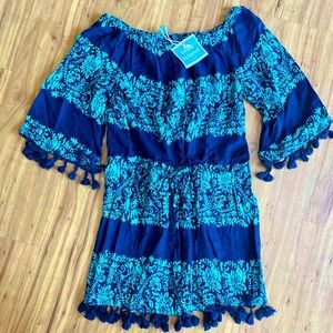 Beautiful swimsuit cover up of dress Sz medium with tassel details.